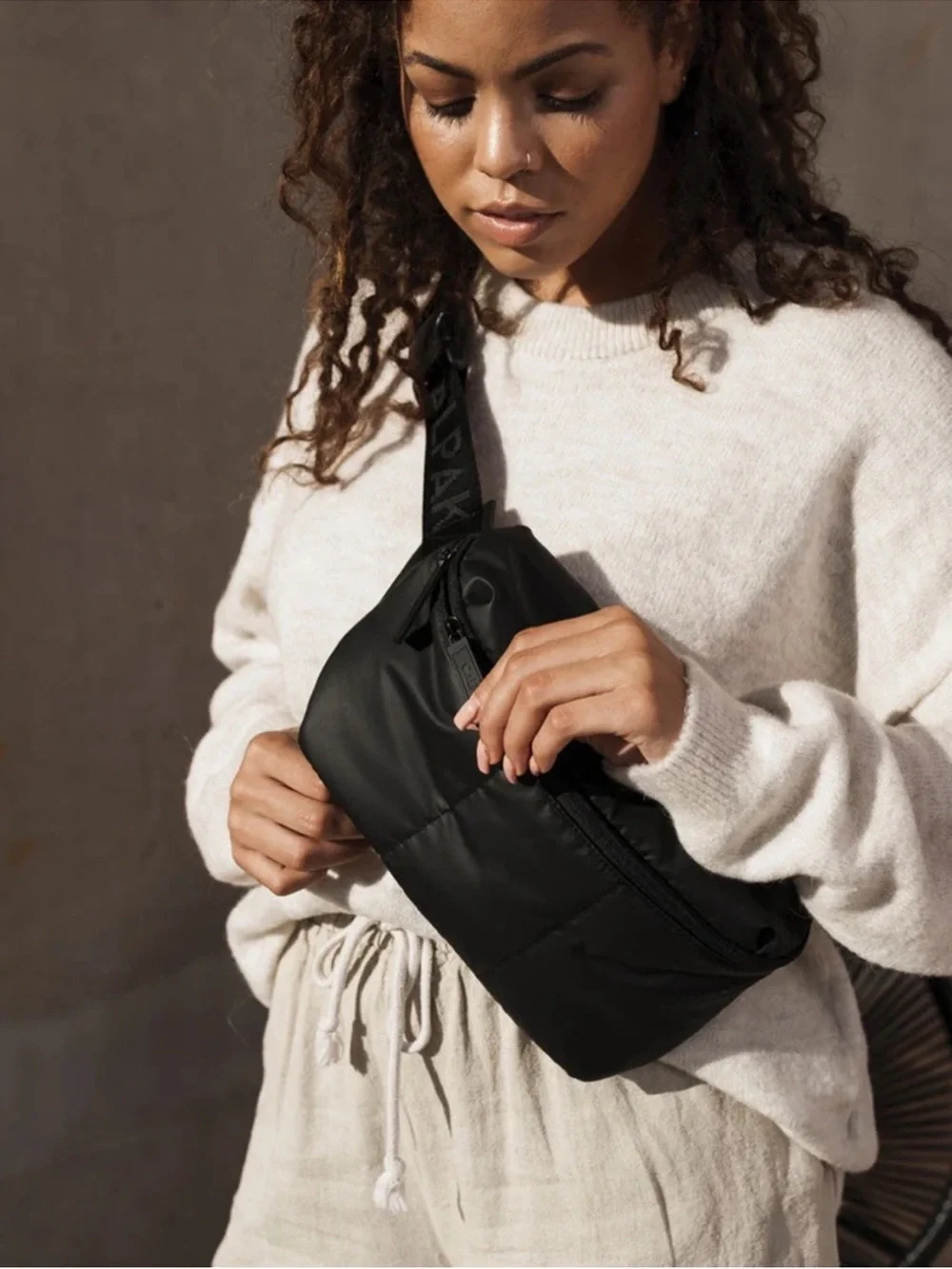 Calpak Luka puffer belt bag travel unisex black